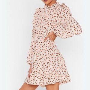 Nasty Gal polka dot floral ruffle  Mini Dress sz 2